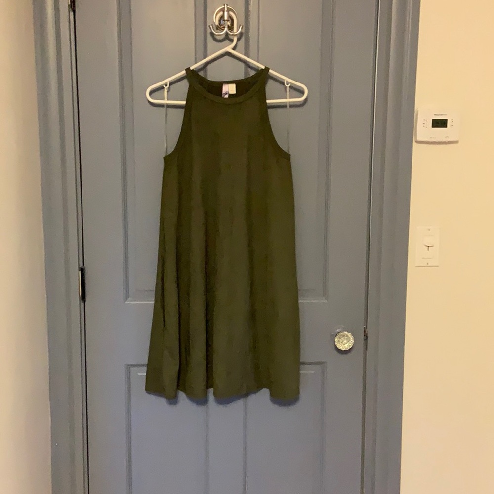 Olive green suede dress